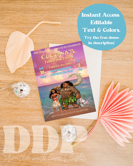 Moana Birthday Invitation | Moana ANY AGE Birthday Invite | Island Princess Themed Birthday