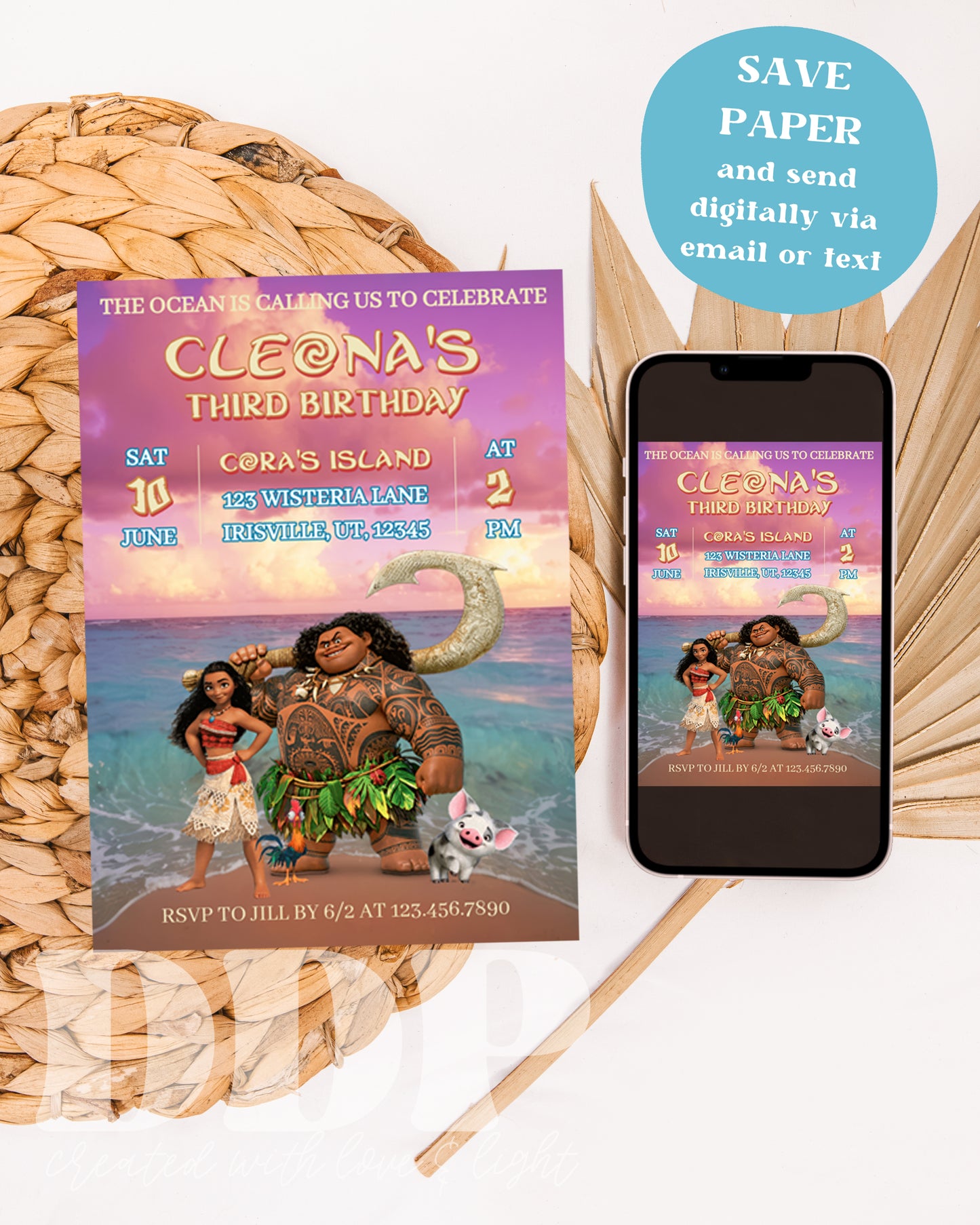 Moana Birthday Invitation | Moana ANY AGE Birthday Invite | Island Princess Themed Birthday