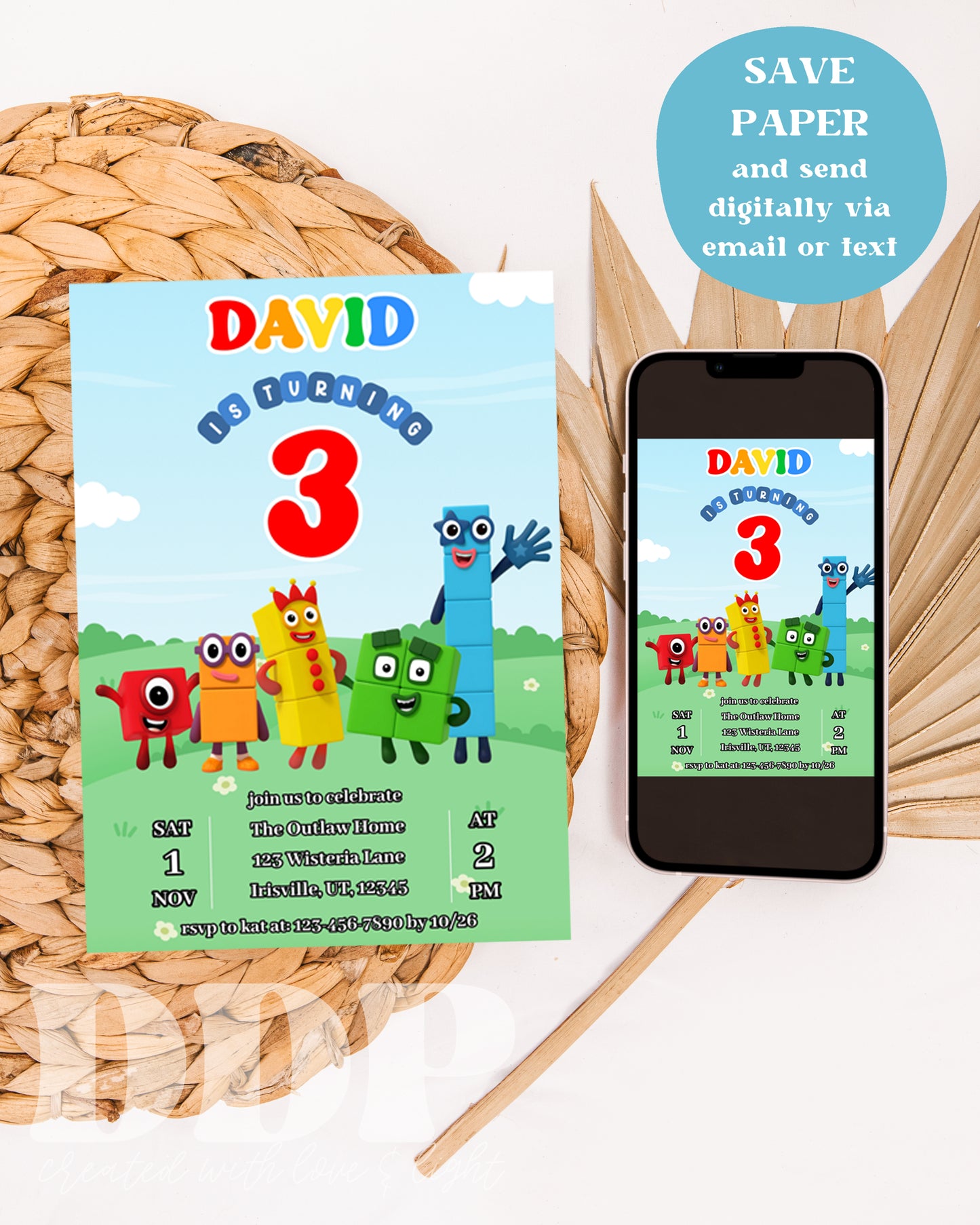 Number Blocks Birthday Invitation | Numberland ANY AGE Birthday Invite | Numberblocks Party Theme