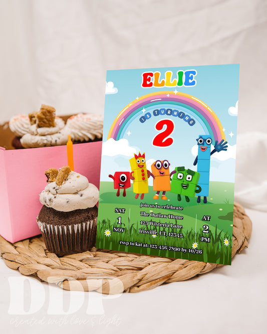 Number Blocks Birthday Invitation | Numberland ANY AGE Birthday Invite | Numberblocks Party Theme