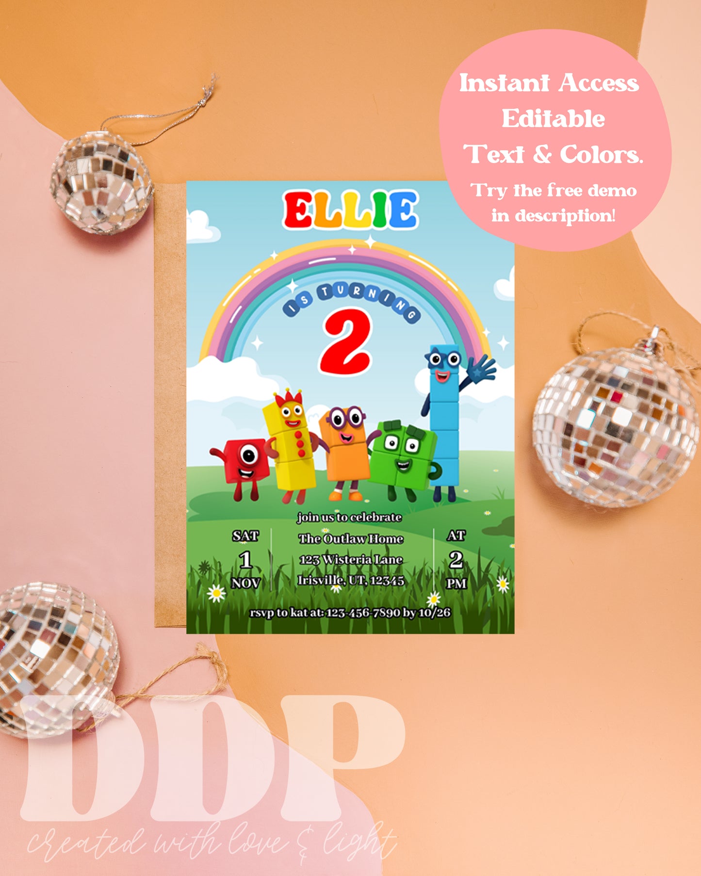 Number Blocks Birthday Invitation | Numberland ANY AGE Birthday Invite | Numberblocks Party Theme