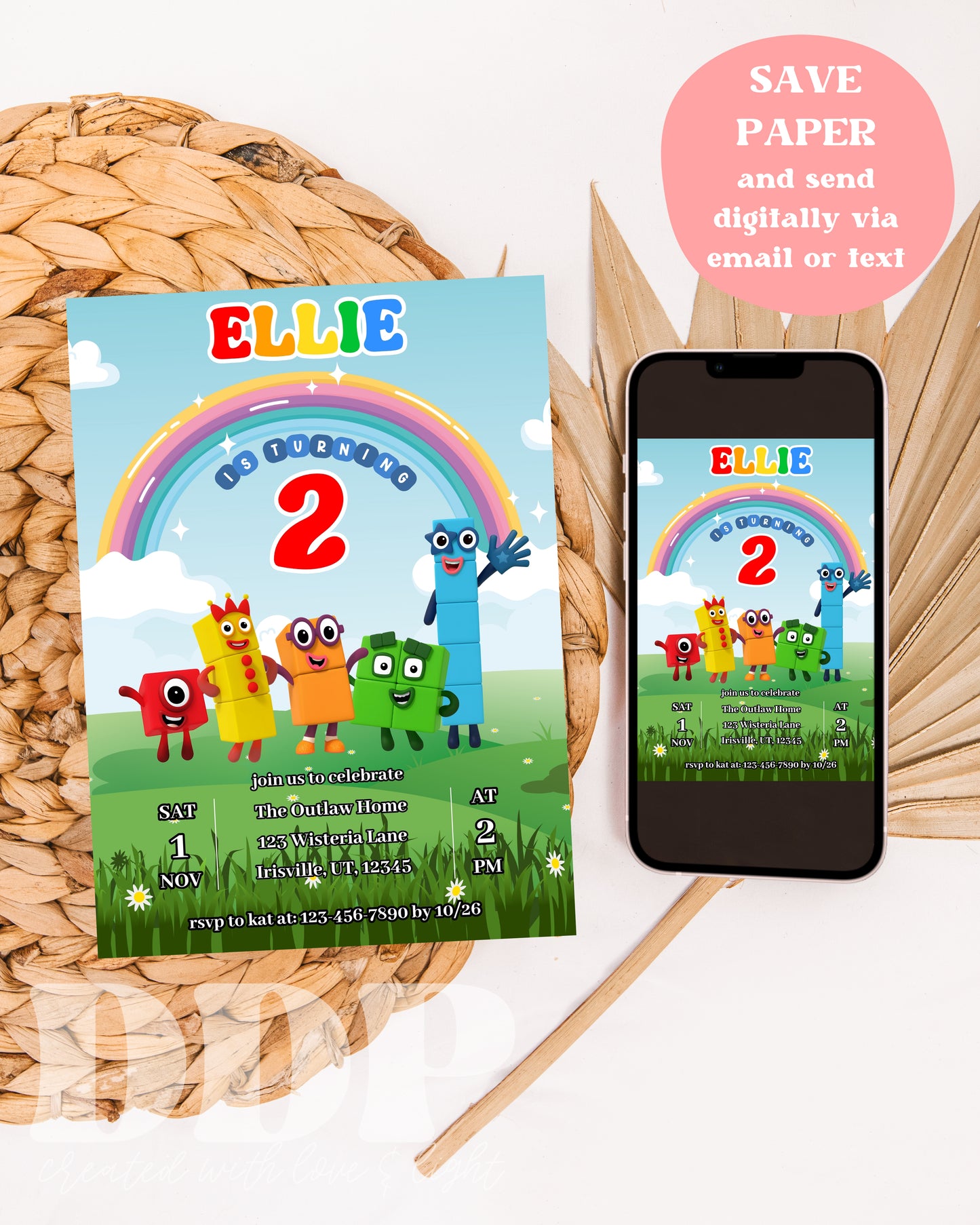 Number Blocks Birthday Invitation | Numberland ANY AGE Birthday Invite | Numberblocks Party Theme