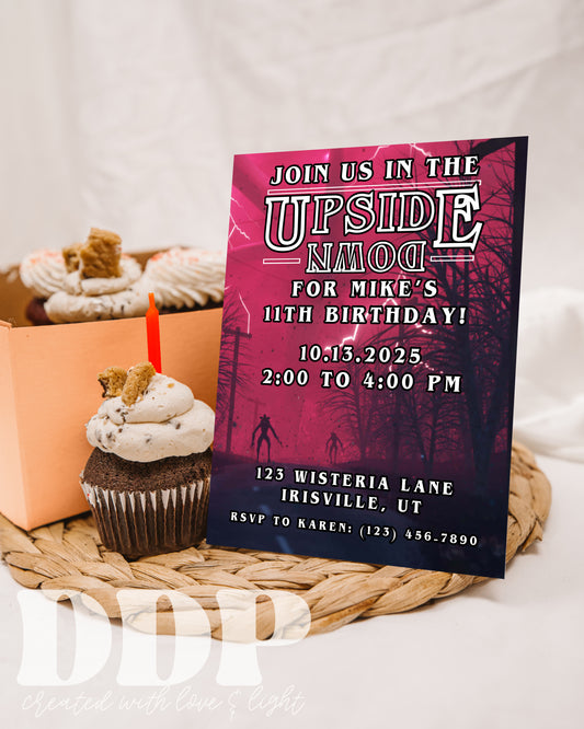 Stranger Things Birthday Party Invitation | Upside Down Party Editable Invite Template