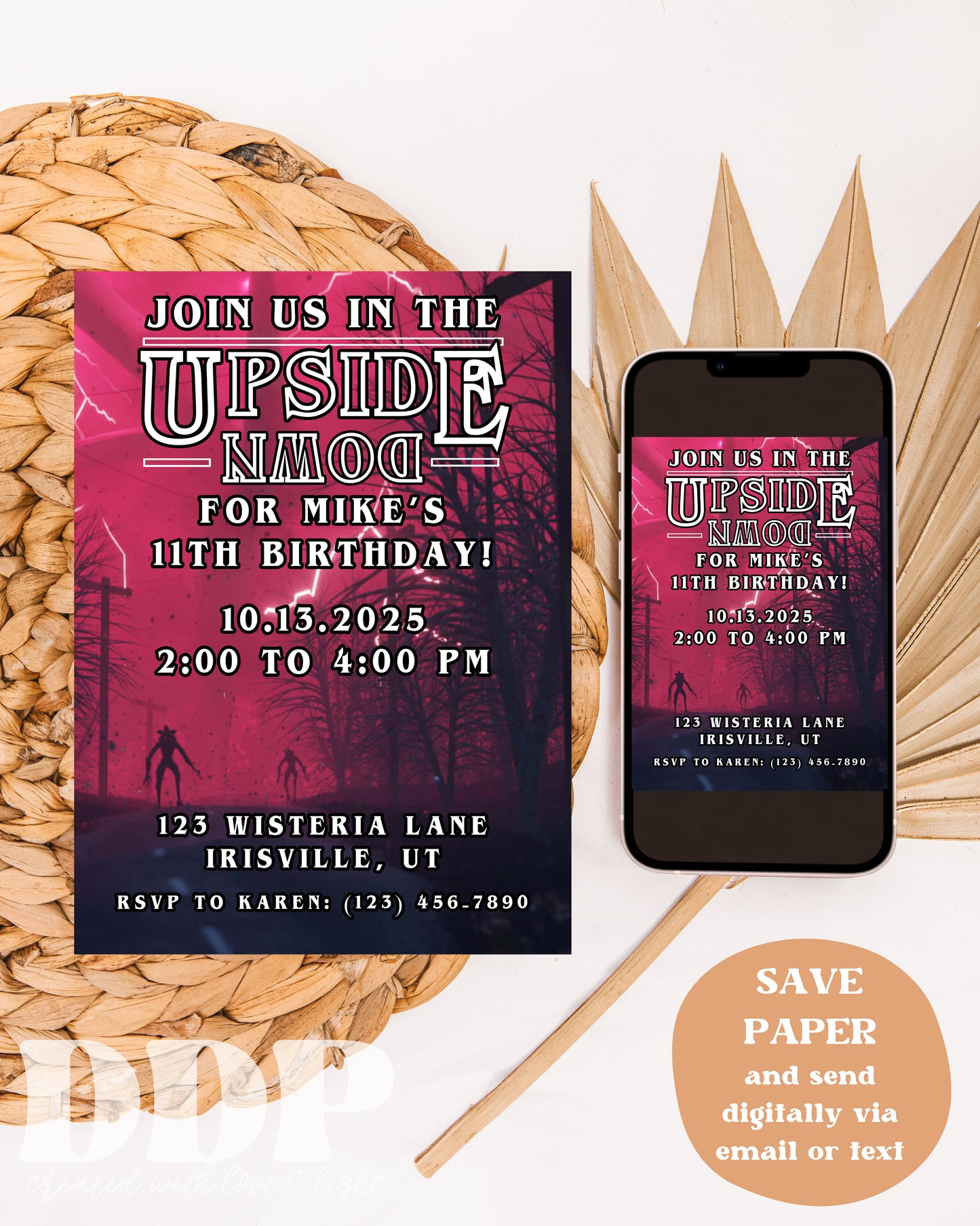 Stranger Things Birthday Party Invitation | Upside Down Party Editable Invite Template