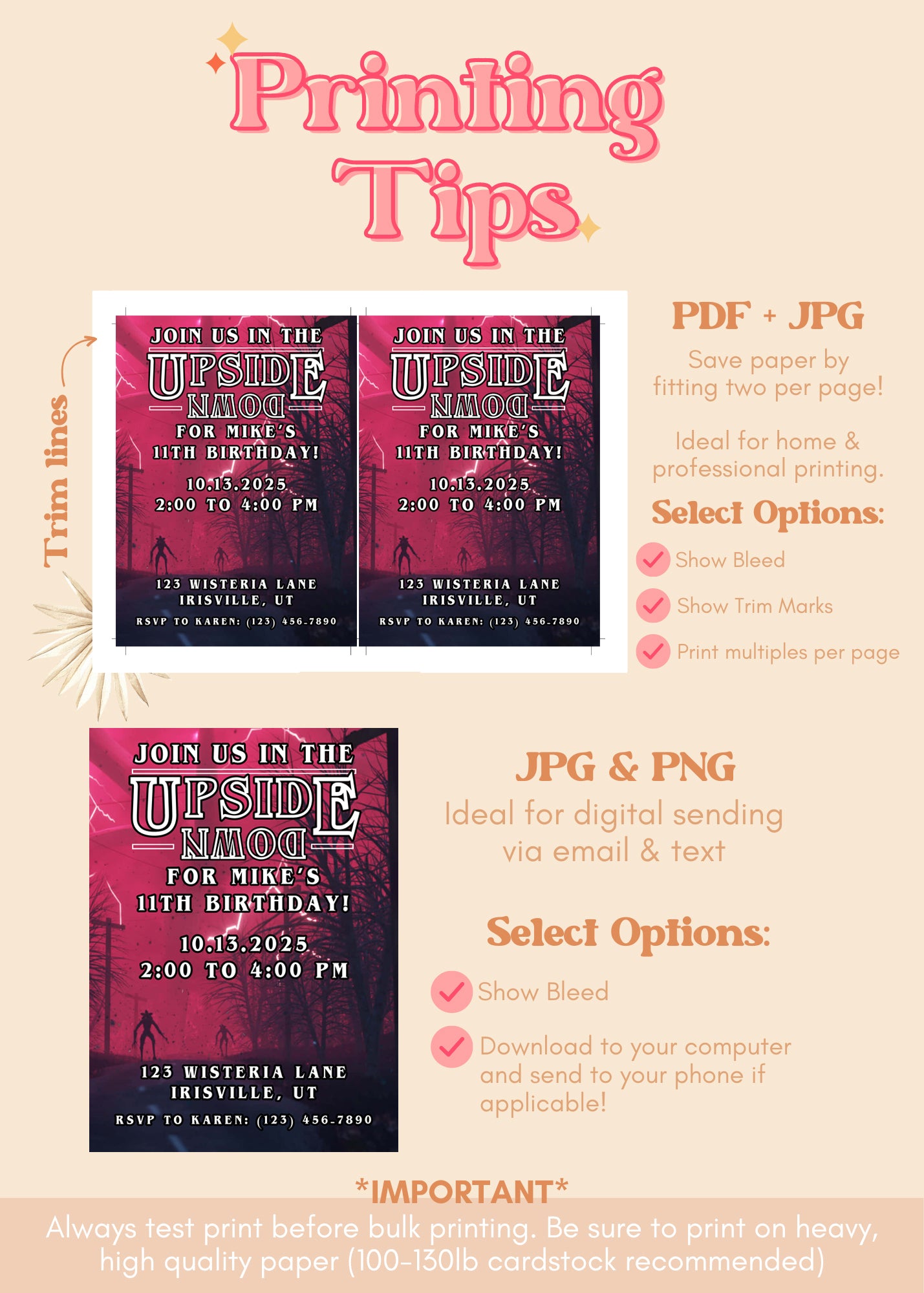 Stranger Things Birthday Party Invitation | Upside Down Party Editable Invite Template