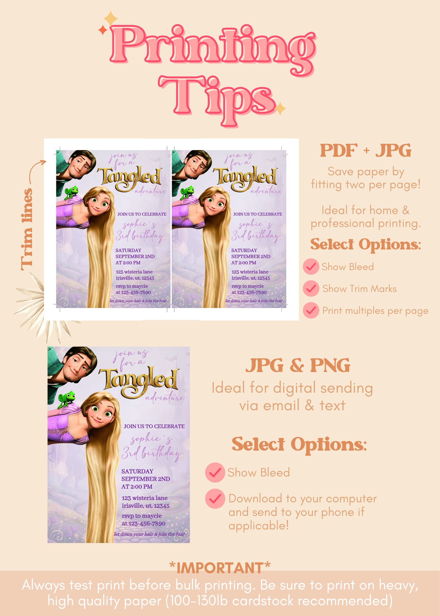 Tangled Birthday Invitation | Rapunzel Birthday Invite | Tangled Themed Birthday