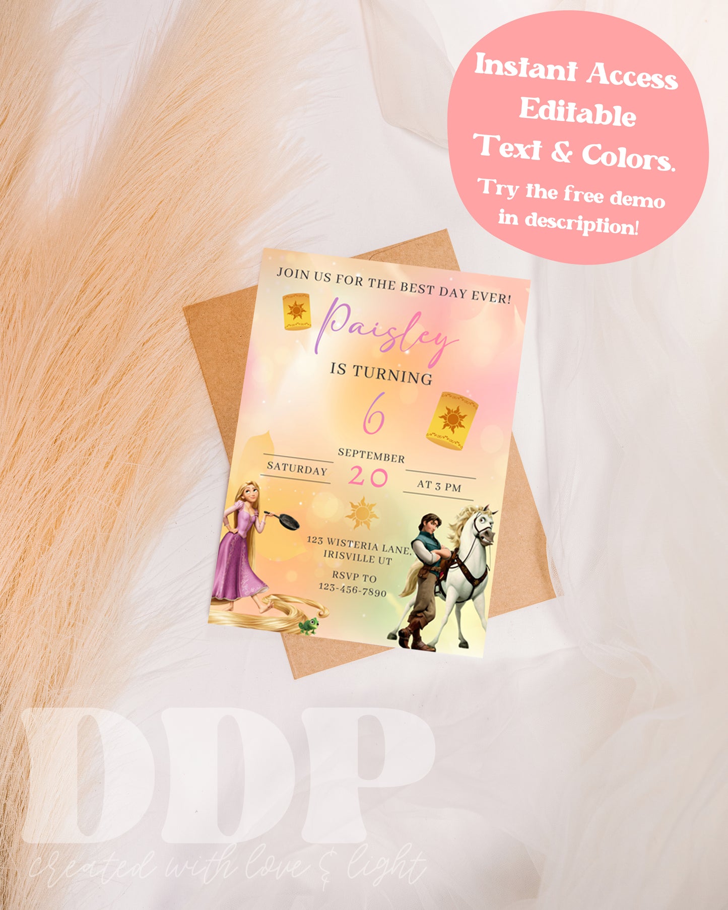 Tangled Best Day Ever Birthday Invitation | Rapunzel Birthday Invite | Tangled Themed Birthday