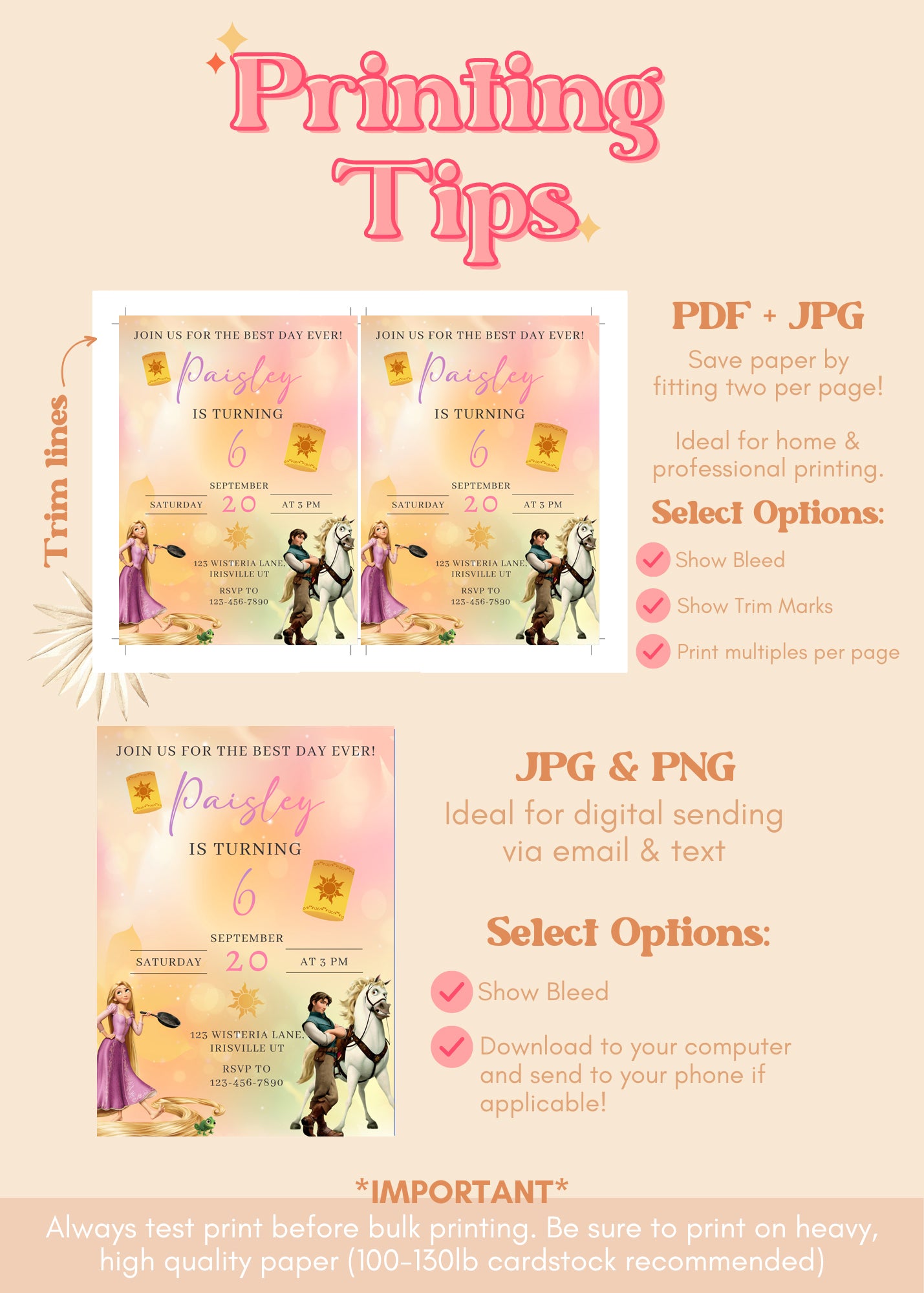 Tangled Best Day Ever Birthday Invitation | Rapunzel Birthday Invite | Tangled Themed Birthday