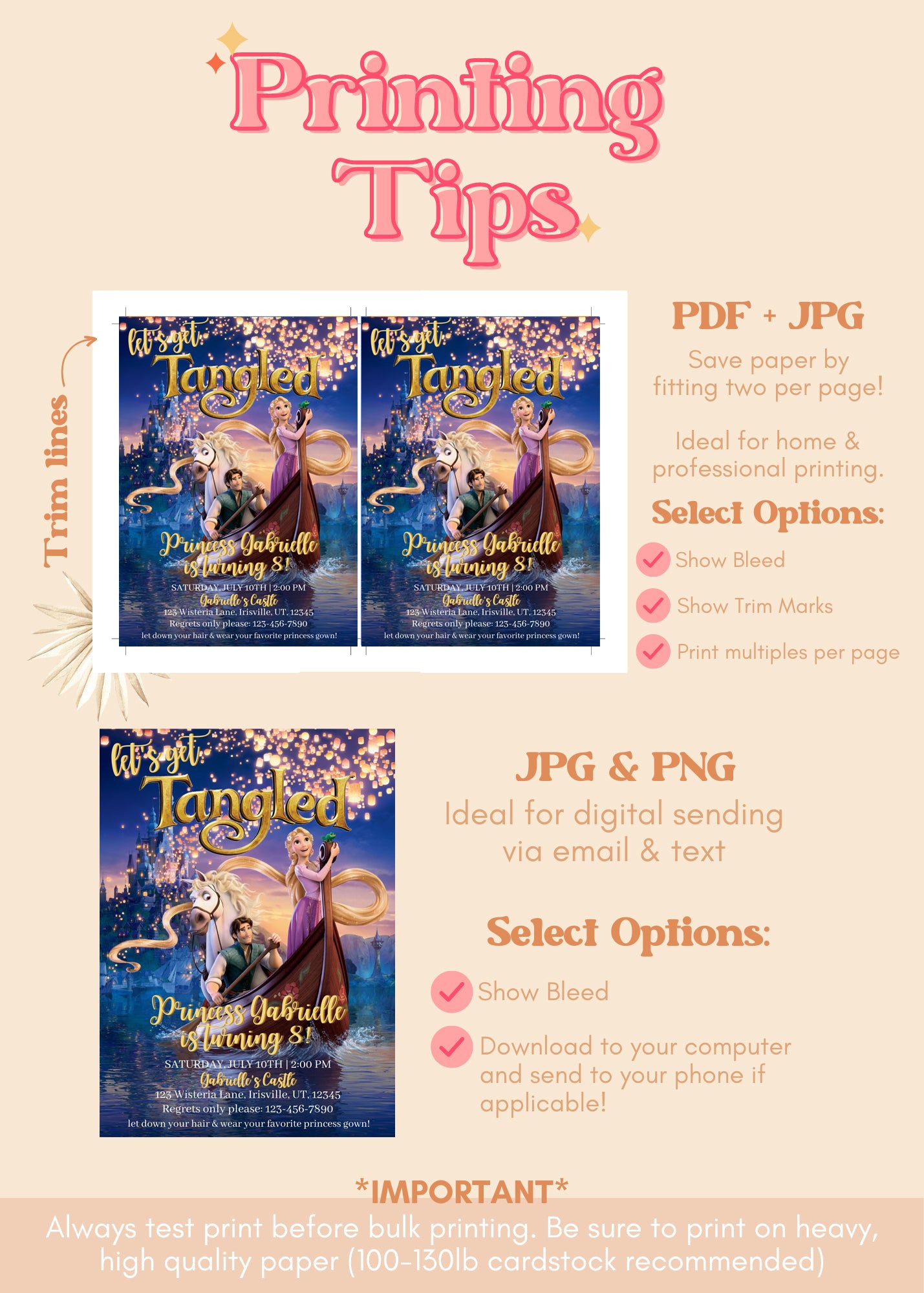 Tangled Movie Birthday Invitation | Rapunzel Birthday Invite | Tangled Themed Birthday