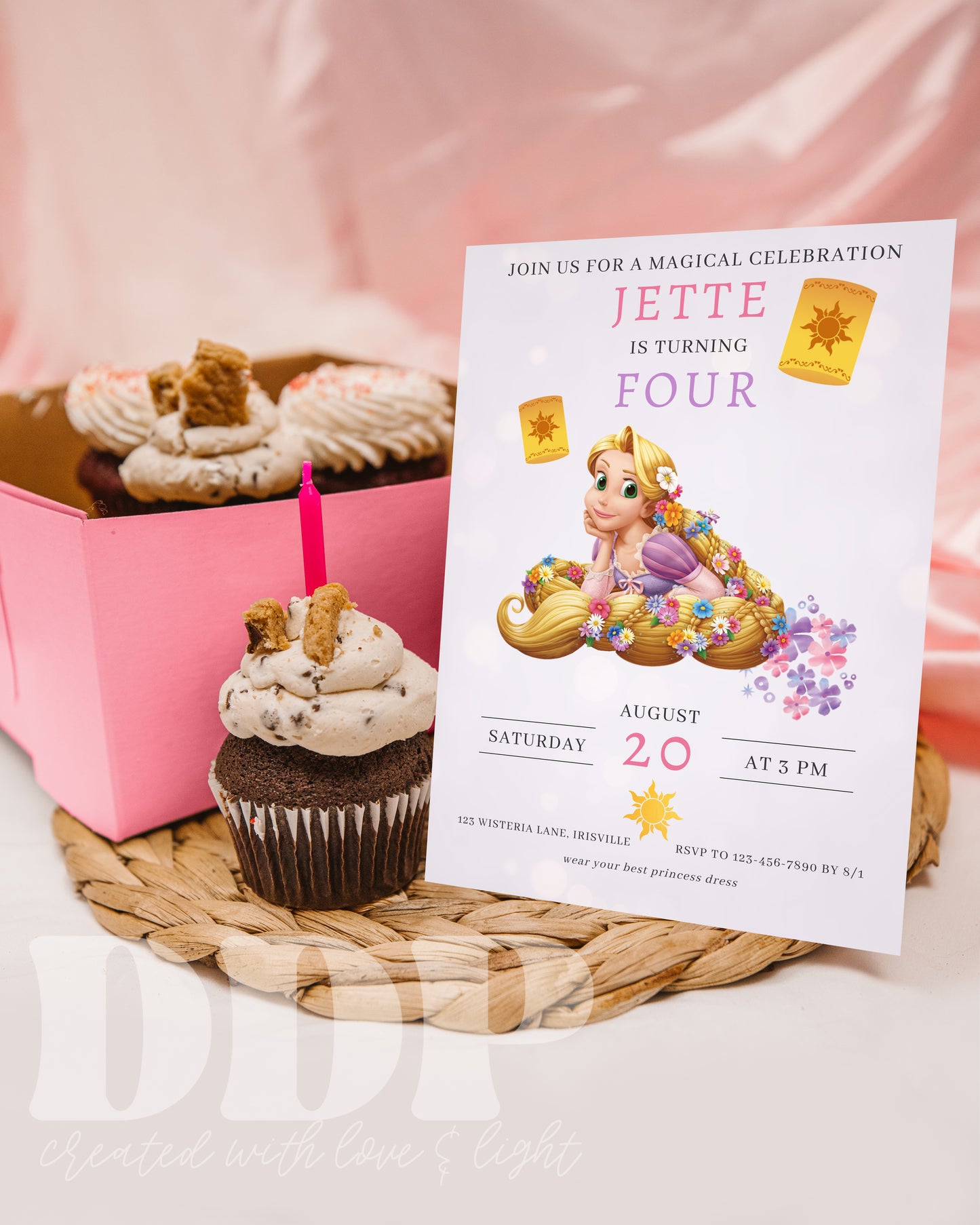 Tangled Birthday Invitation | Minimal Rapunzel Birthday Invite | Tangled Themed Birthday