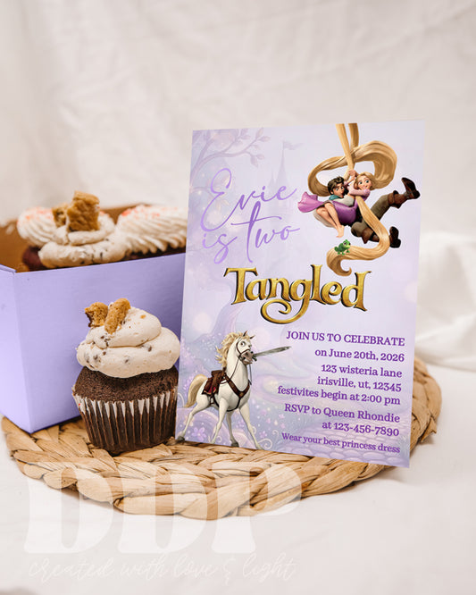 Tangled Rapunzel Birthday Invitation | Rapunzel 2nd Birthday | Two Tangled Princess Birthday Invite