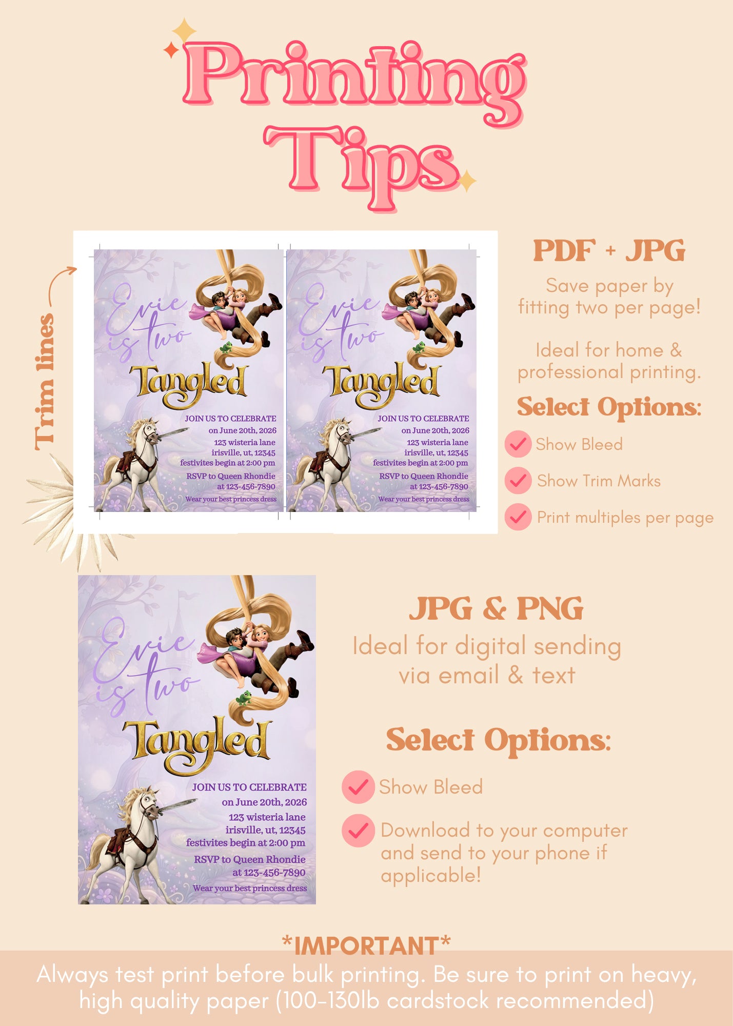 Tangled Rapunzel Birthday Invitation | Rapunzel 2nd Birthday | Two Tangled Princess Birthday Invite
