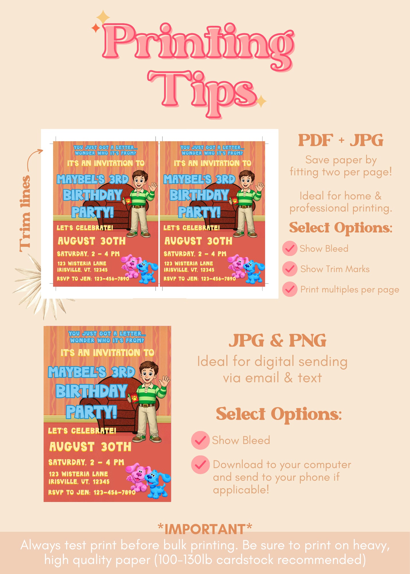 Blue's Clues Birthday Invitation | Blue's Clues ANY AGE Birthday Invite (Digital Download)