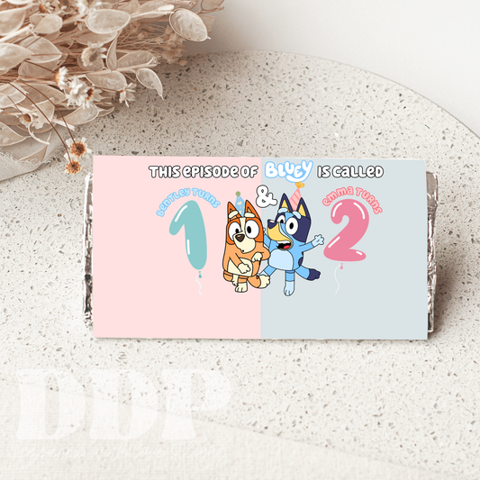 Blue Dog Chocolate Bar Label | Joint Blue Dog Birthday Party Decor | Blue Dog-Themed Party Printable Candy Bar Wrapper