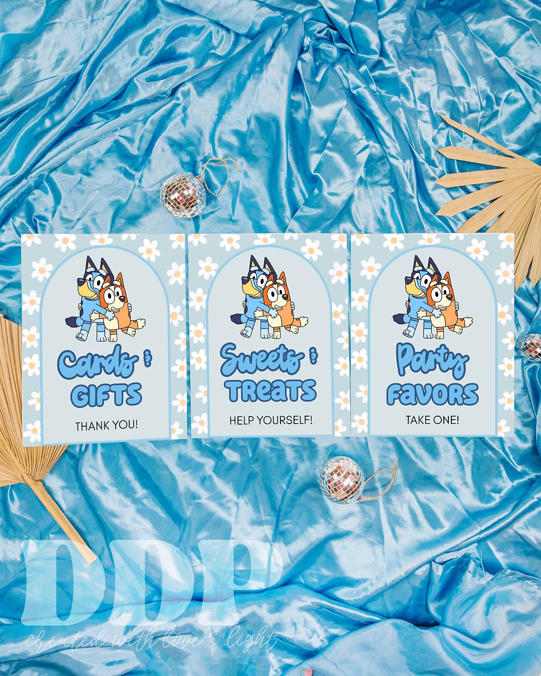 Bluey Table Signs | Blue Dog Heeler Theme Girls Printable Birthday Decor