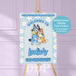Bluey Daisy Birthday Welcome Sign | Blue Heeler Party Supplies Editable Template
