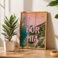 California: The Golden State Art Print | Ocean Cliffs Travel Poster | Digital Wall Art