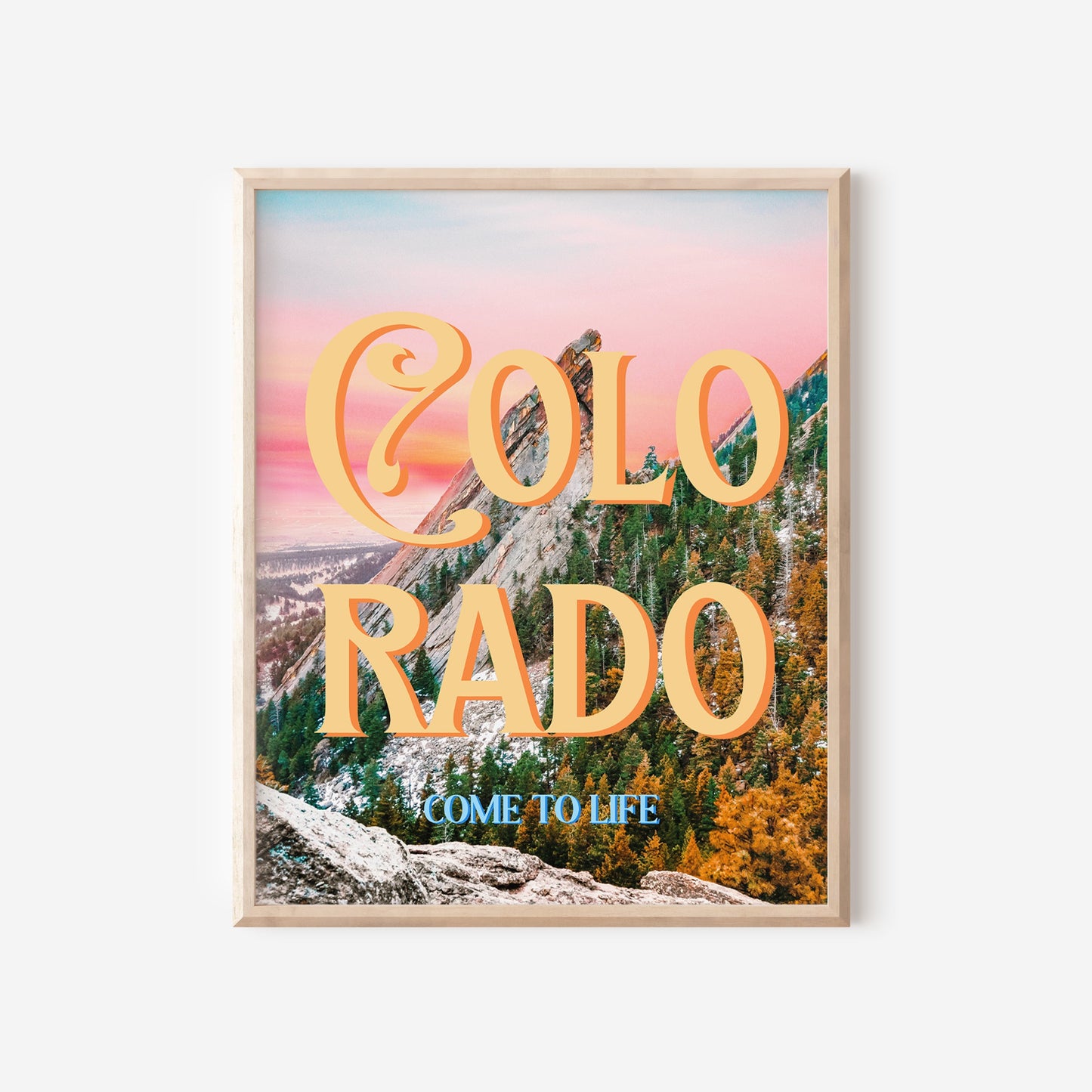 Colorado State Art Print | Colorful Colorado Mountain Travel Poster | Digital Wall Art