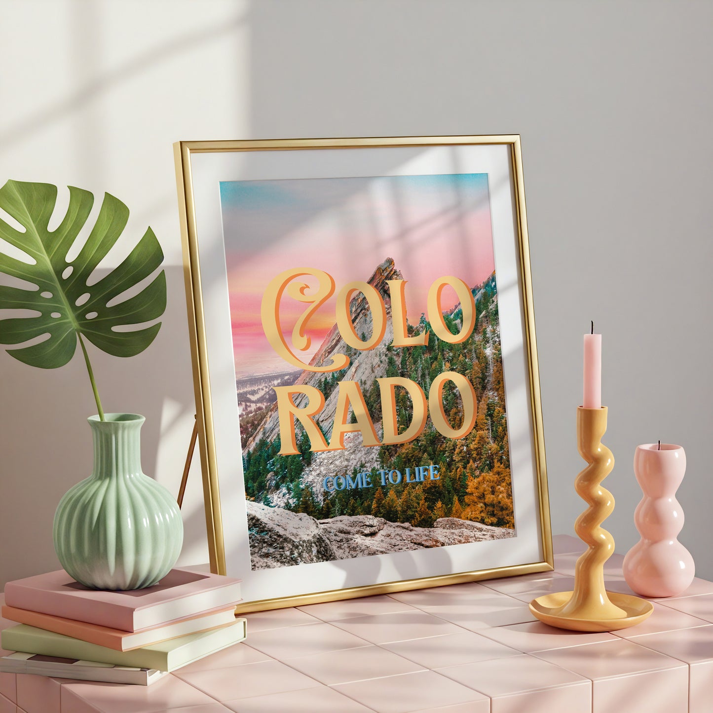 Colorado State Art Print | Colorful Colorado Mountain Travel Poster | Digital Wall Art