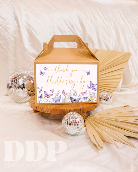 Enchanted to Meet You Baby Shower Gable Box Label | Wildflower Butterfly Printable Baby Shower Decor