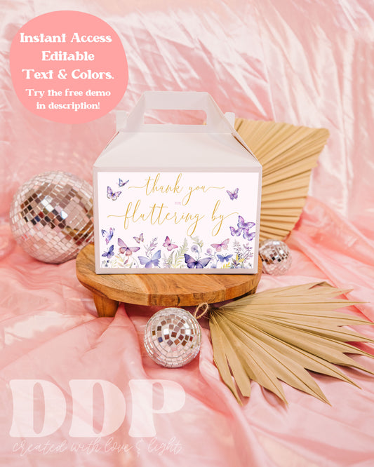 Enchanted to Meet You Baby Shower Gable Box Label | Wildflower Butterfly Printable Baby Shower Decor