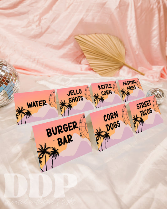 Music Festival Food Tent Label | CUSTOM FEST VIP Concert Pass Party Decor Buffet Cards | Kidchella Party Snack Labels