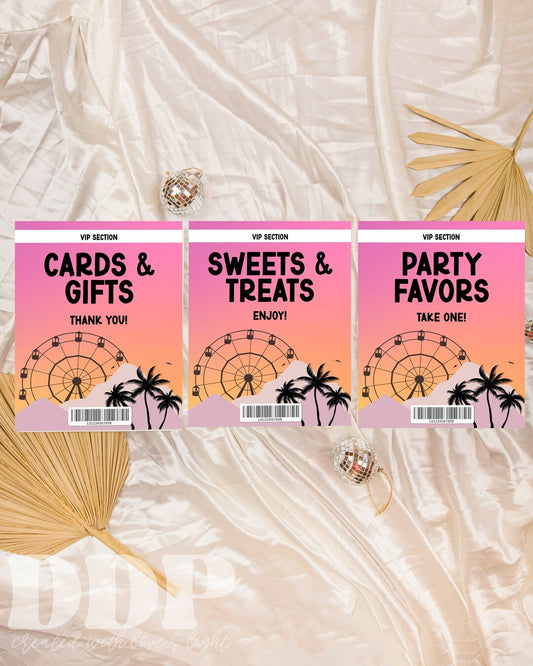 Music Festival Table Signs | CUSTOM FEST VIP Concert Pass Party Decor | Kidchella Birthday Party Table Signs Template