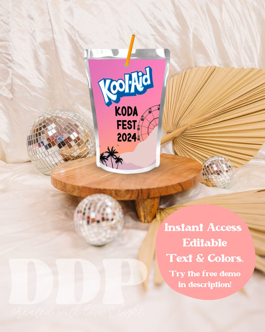 Music Festival Capri Sun Label | CUSTOM FEST VIP Concert Pass Party Decor