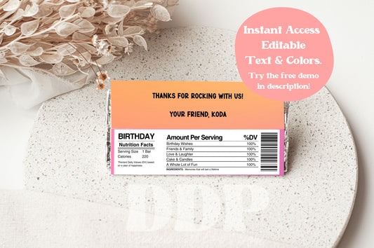 Music Festival Chocolate Bar Label | CUSTOM FEST VIP Concert Pass Party Decor | Kidchella Birthday Party Candy Wrapper