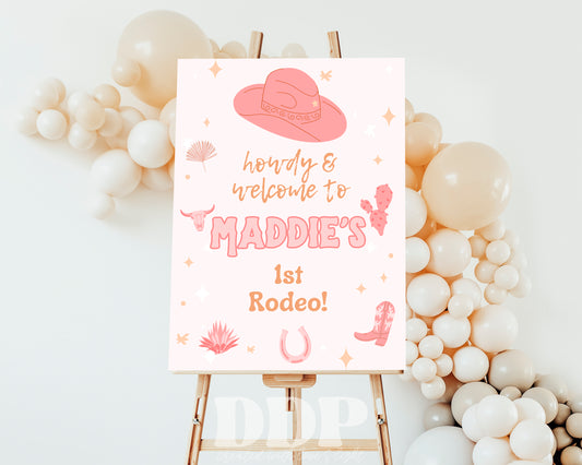 Rodeo Cowgirl First Birthday Welcome Sign | Wild West Desert Printable Birthday Party Supplies