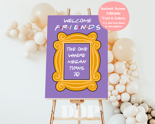 Friends Welcome Sign | Friends TV Show Printable Birthday Party Supplies