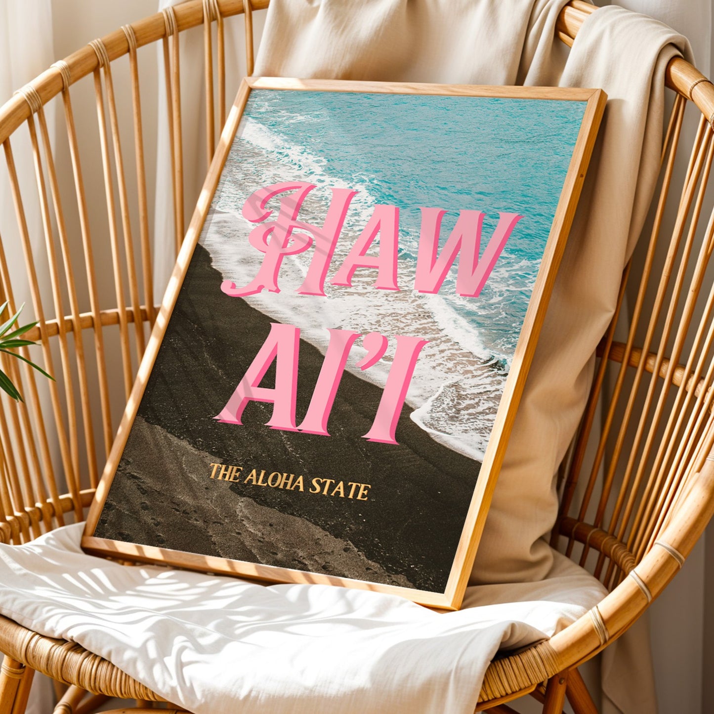 Hawaii Black Sand Beach Print | Maui Punaluʻu Beach Travel Poster | Hawaii Digital Wall Art