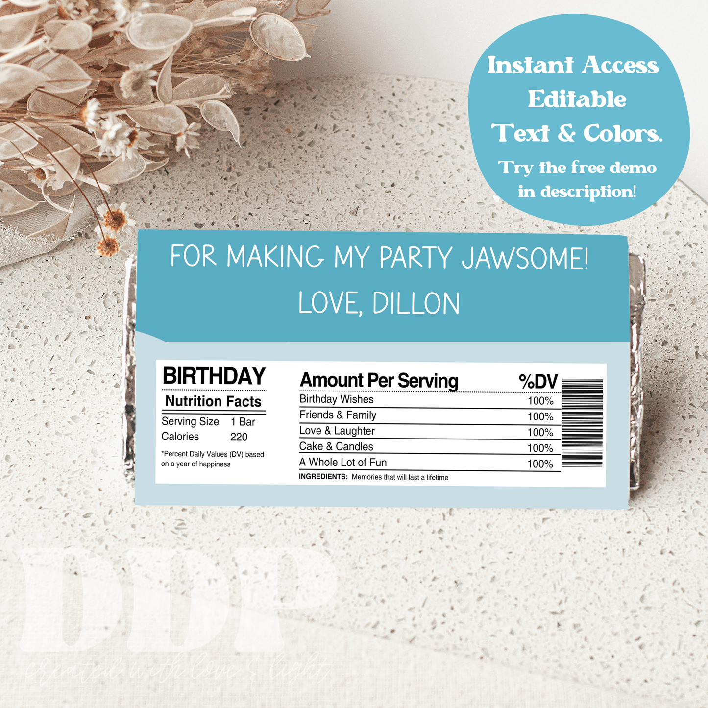 Jawsome Chocolate Bar Label | Shark Jawsome Birthday Party Decor | Shark-Themed Party Candy WrapperTemplate