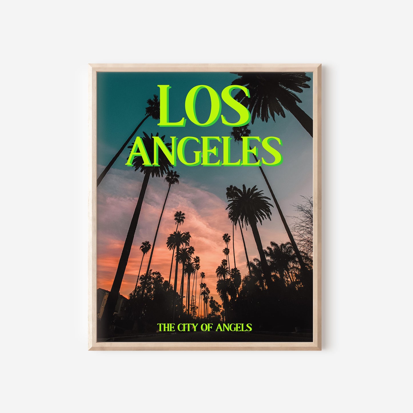 Los Angeles: The City of Angels Art Print | Palm Tree Silhouette Travel Poster | Digital Wall Art