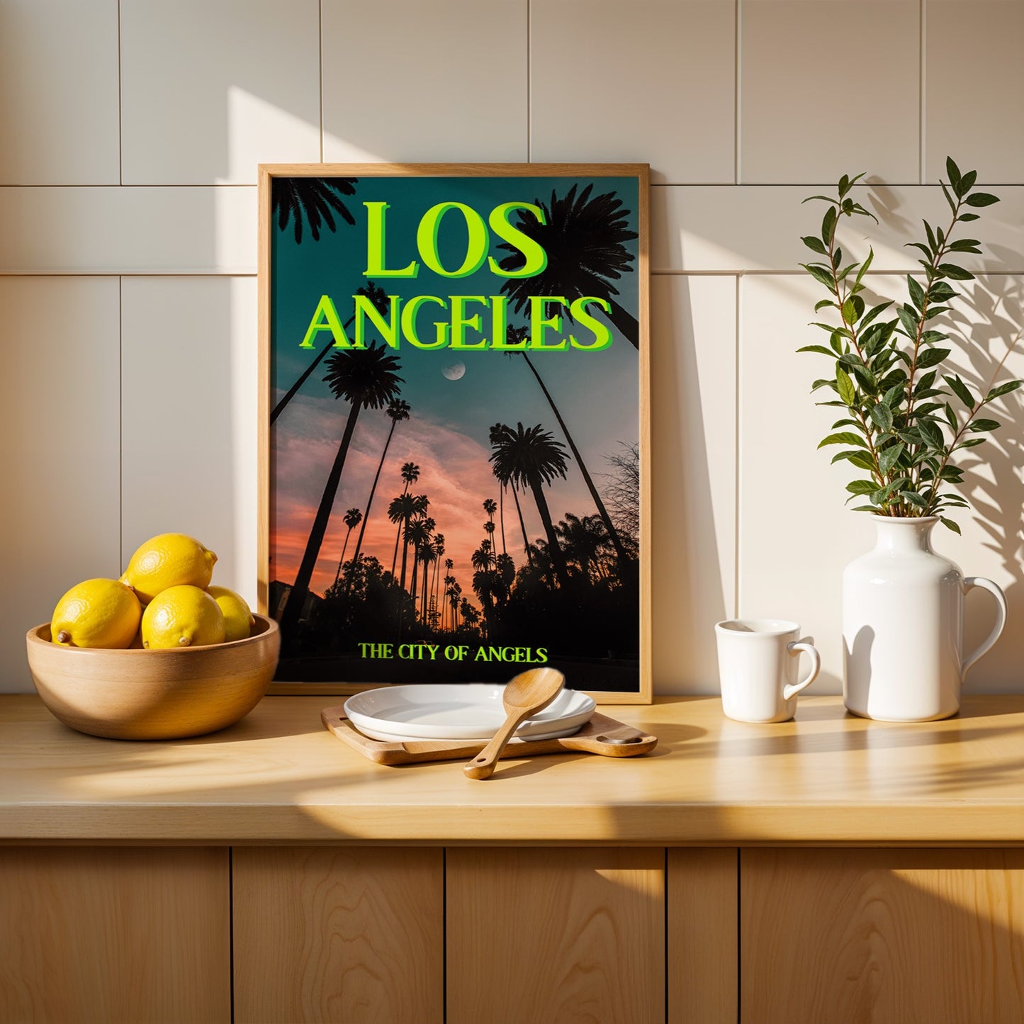 Los Angeles: The City of Angels Art Print | Palm Tree Silhouette Travel Poster | Digital Wall Art