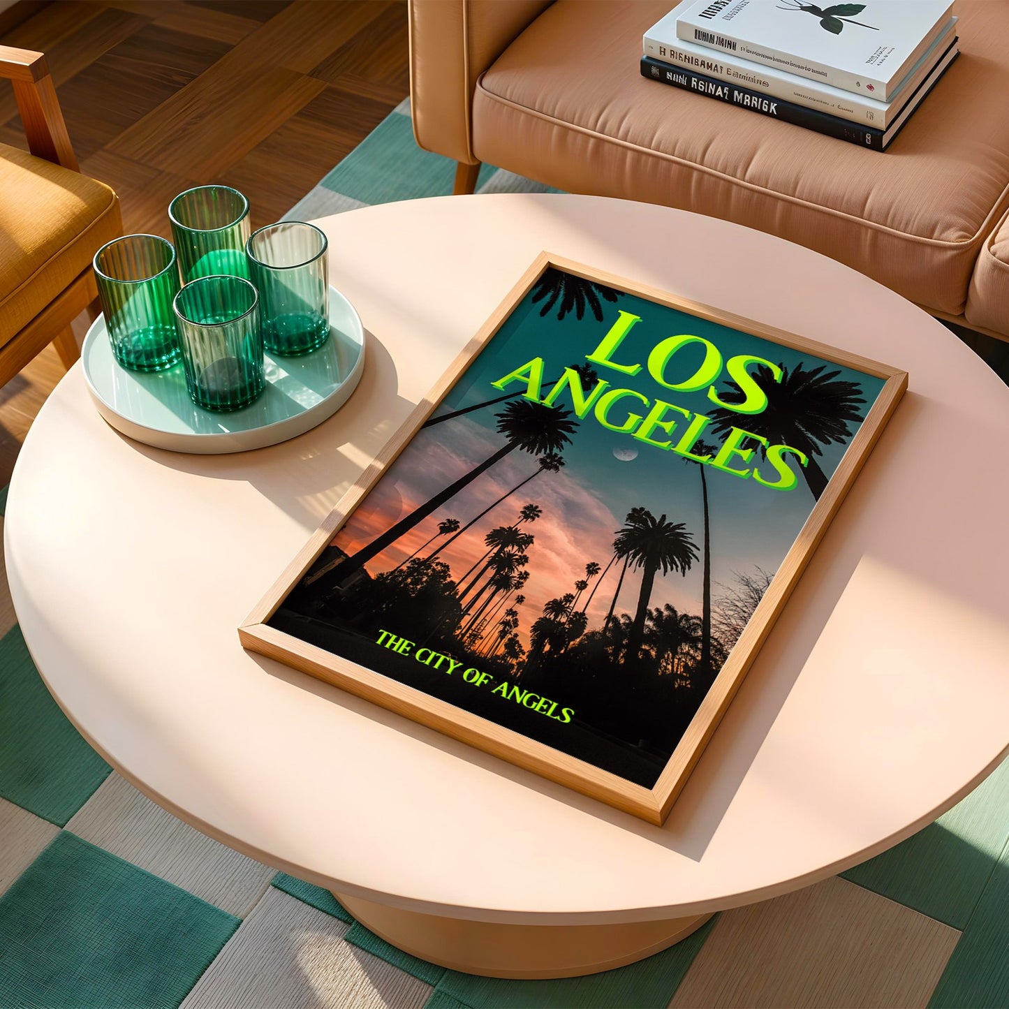 Los Angeles: The City of Angels Art Print | Palm Tree Silhouette Travel Poster | Digital Wall Art