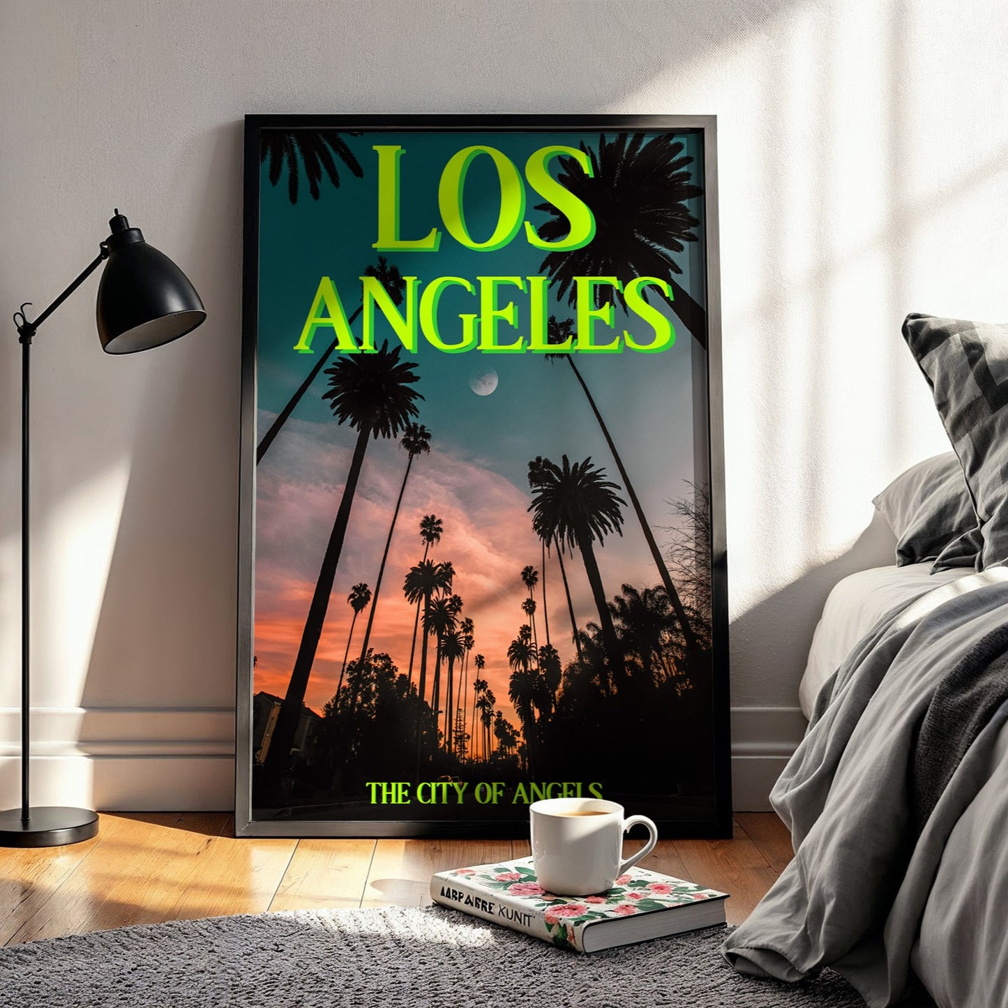 Los Angeles: The City of Angels Art Print | Palm Tree Silhouette Travel Poster | Digital Wall Art