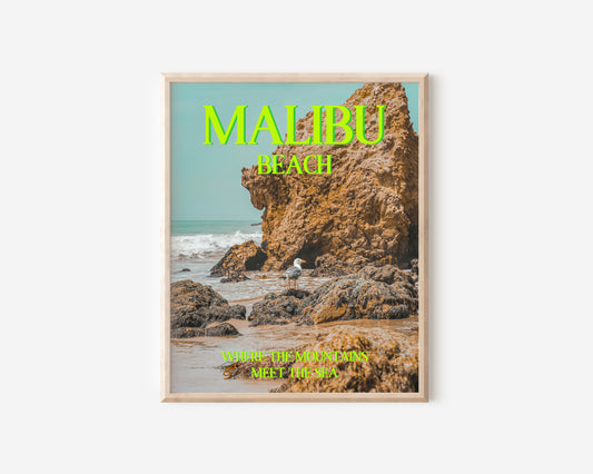 Malibu Art Print | California Travel Poster | Malibu Beach Postcard Art | Digital Wall Art