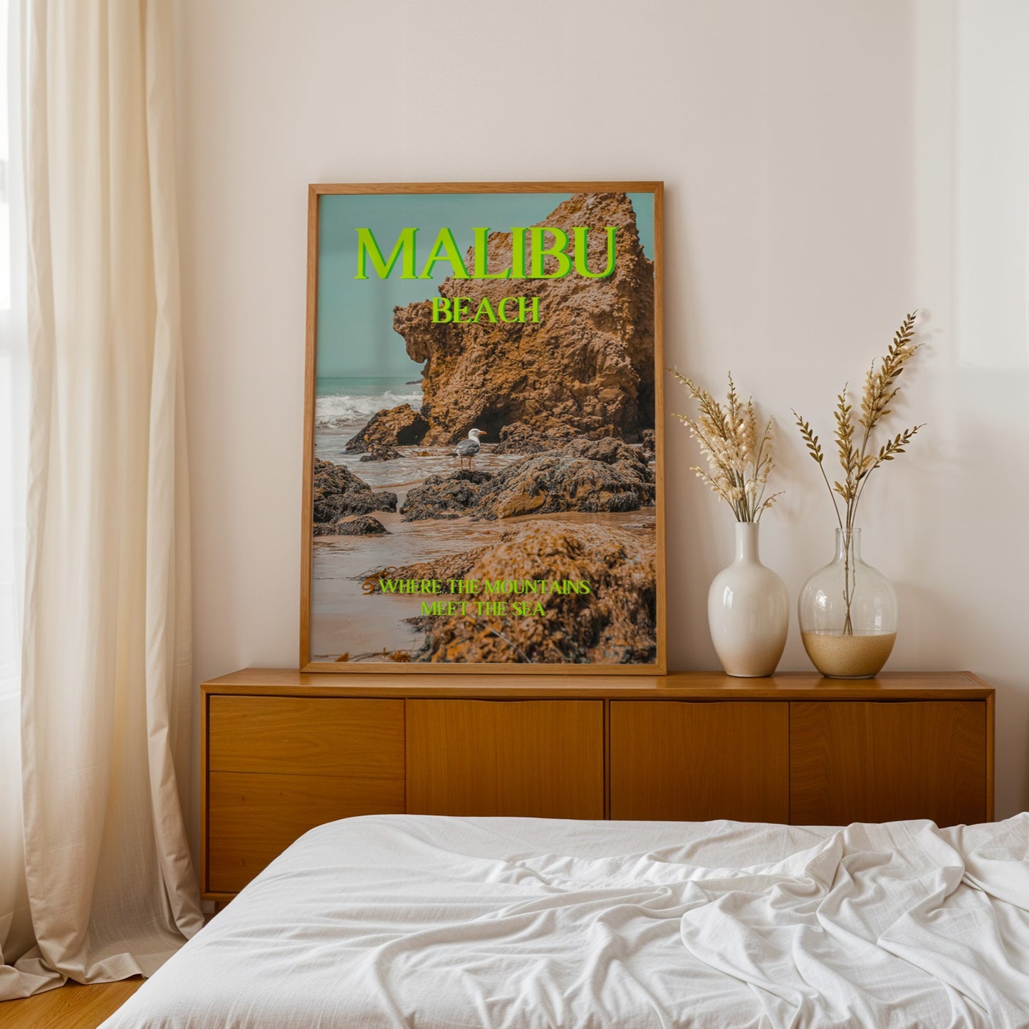 Malibu Art Print | California Travel Poster | Malibu Beach Postcard Art | Digital Wall Art