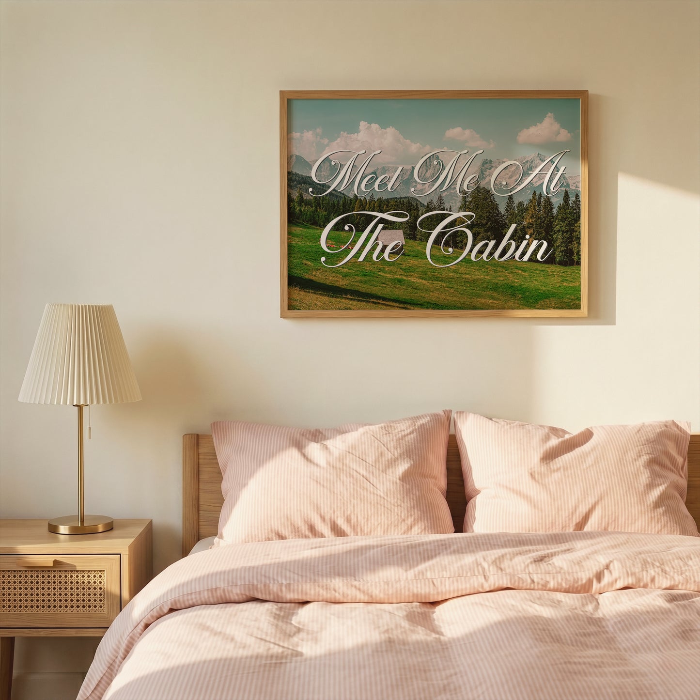 Meet Me at The Cabin Print | Montana Mountain Travel Poster | Digital Wall Art