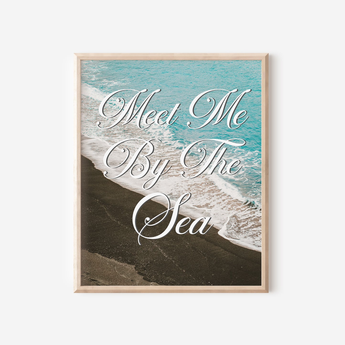 Meet Me By the Sea Print | Black Sand Beach Travel Poster | Digital Wall Art
