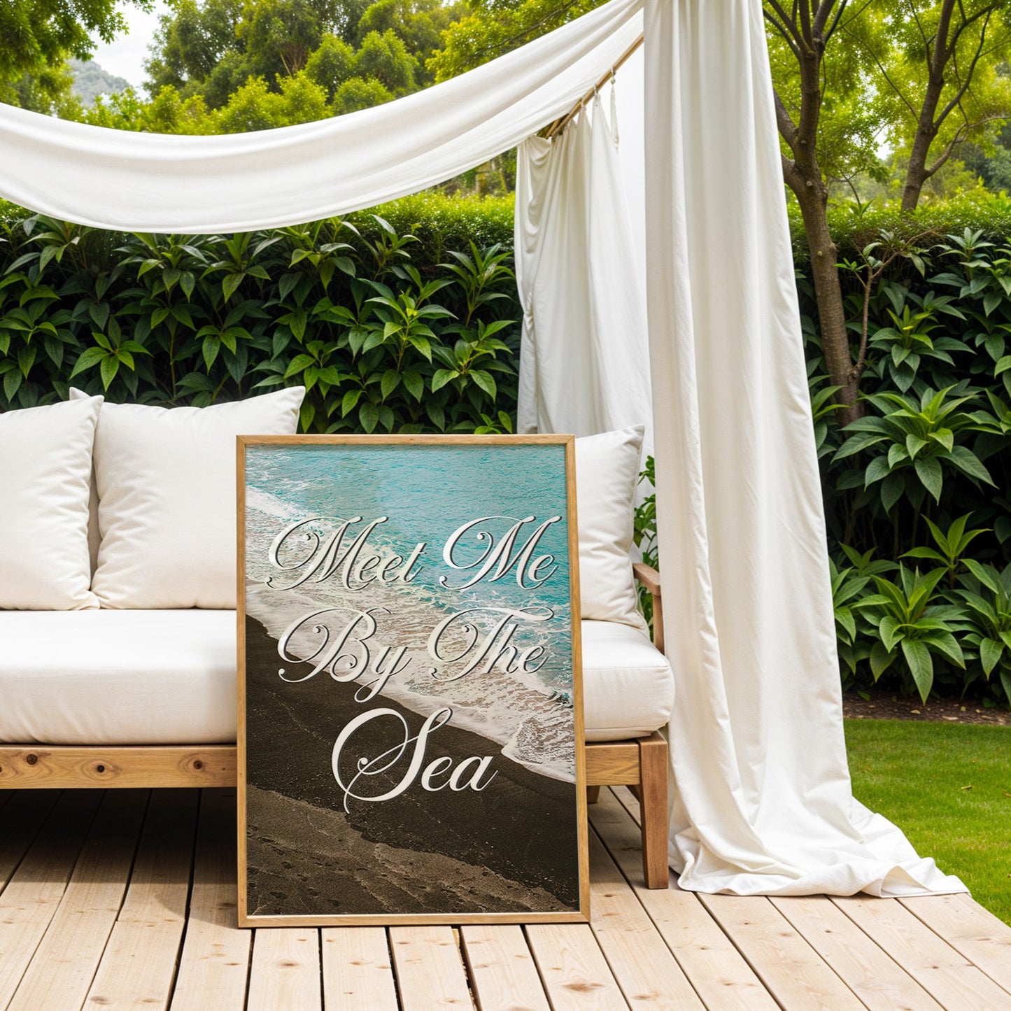 Meet Me By the Sea Print | Black Sand Beach Travel Poster | Digital Wall Art
