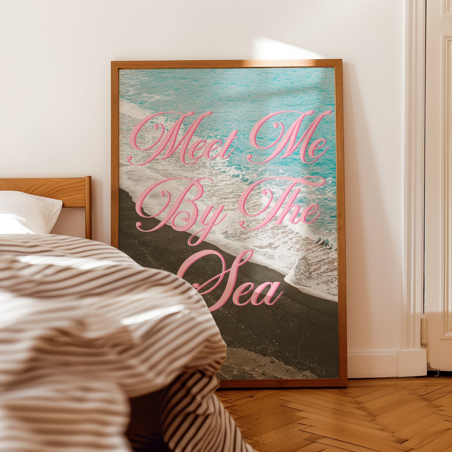 Meet Me By the Sea Print | Black Sand Beach Travel Poster | Digital Wall Art