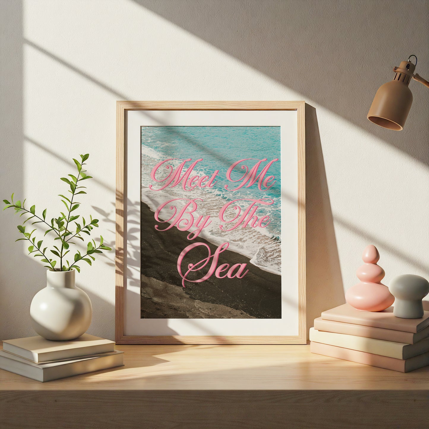 Meet Me By the Sea Print | Black Sand Beach Travel Poster | Digital Wall Art