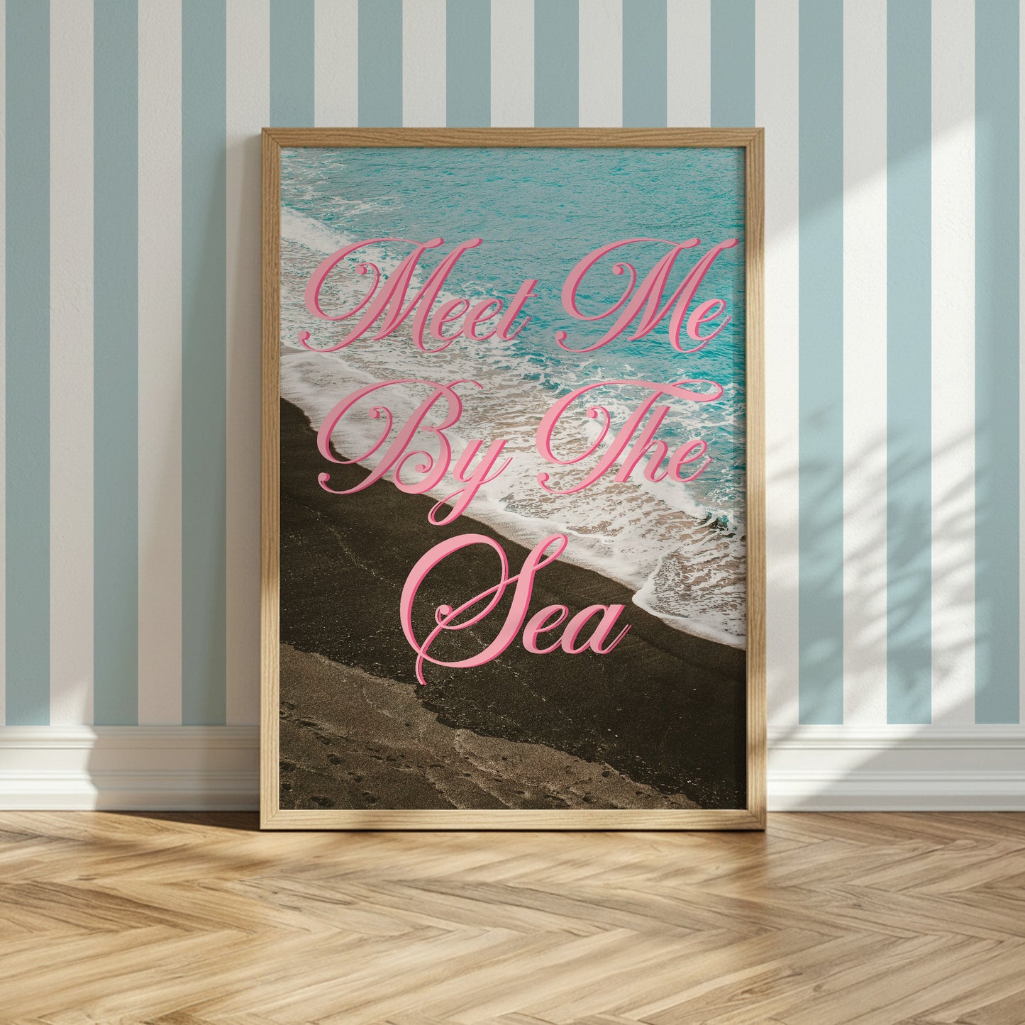 Meet Me By the Sea Print | Black Sand Beach Travel Poster | Digital Wall Art