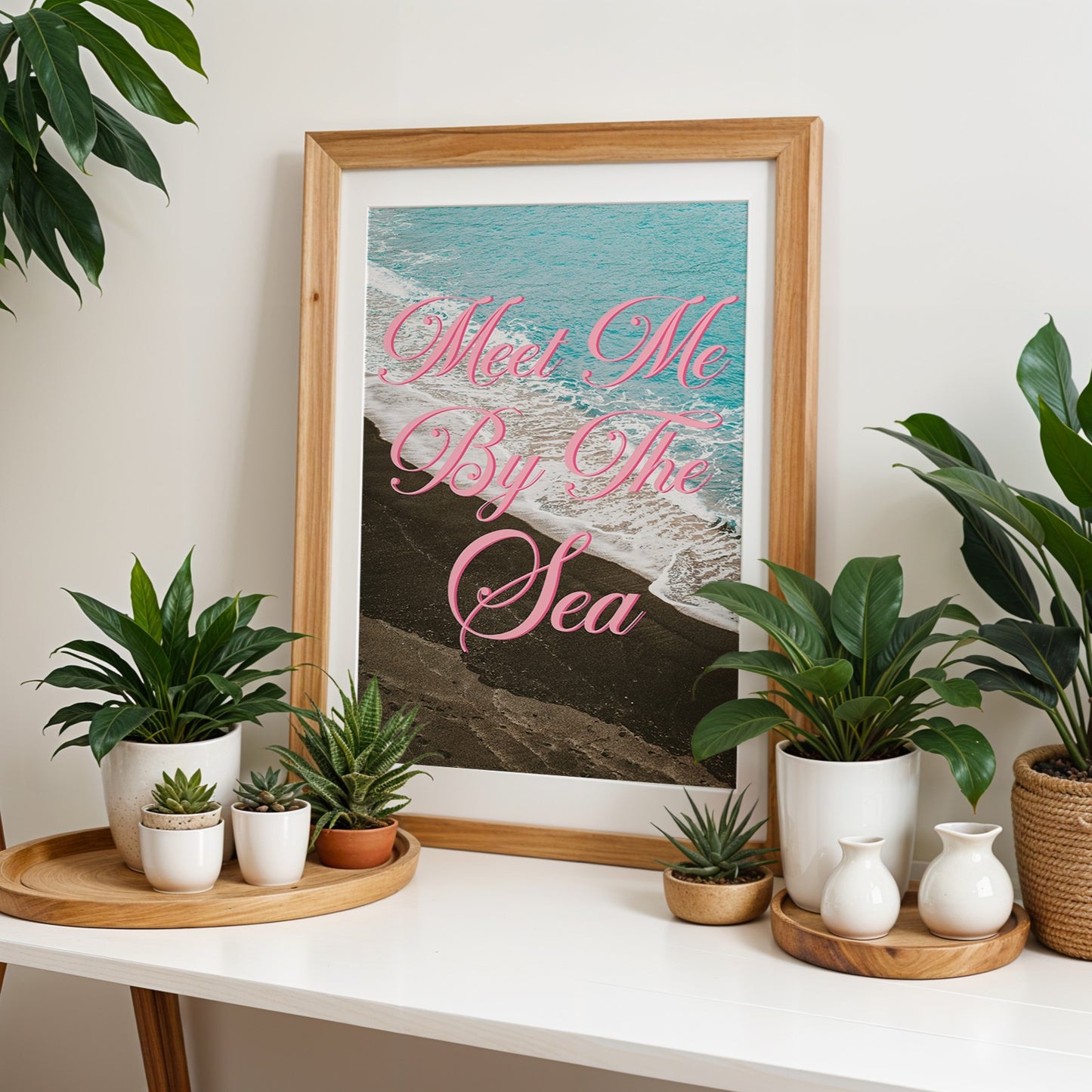Meet Me By the Sea Print | Black Sand Beach Travel Poster | Digital Wall Art