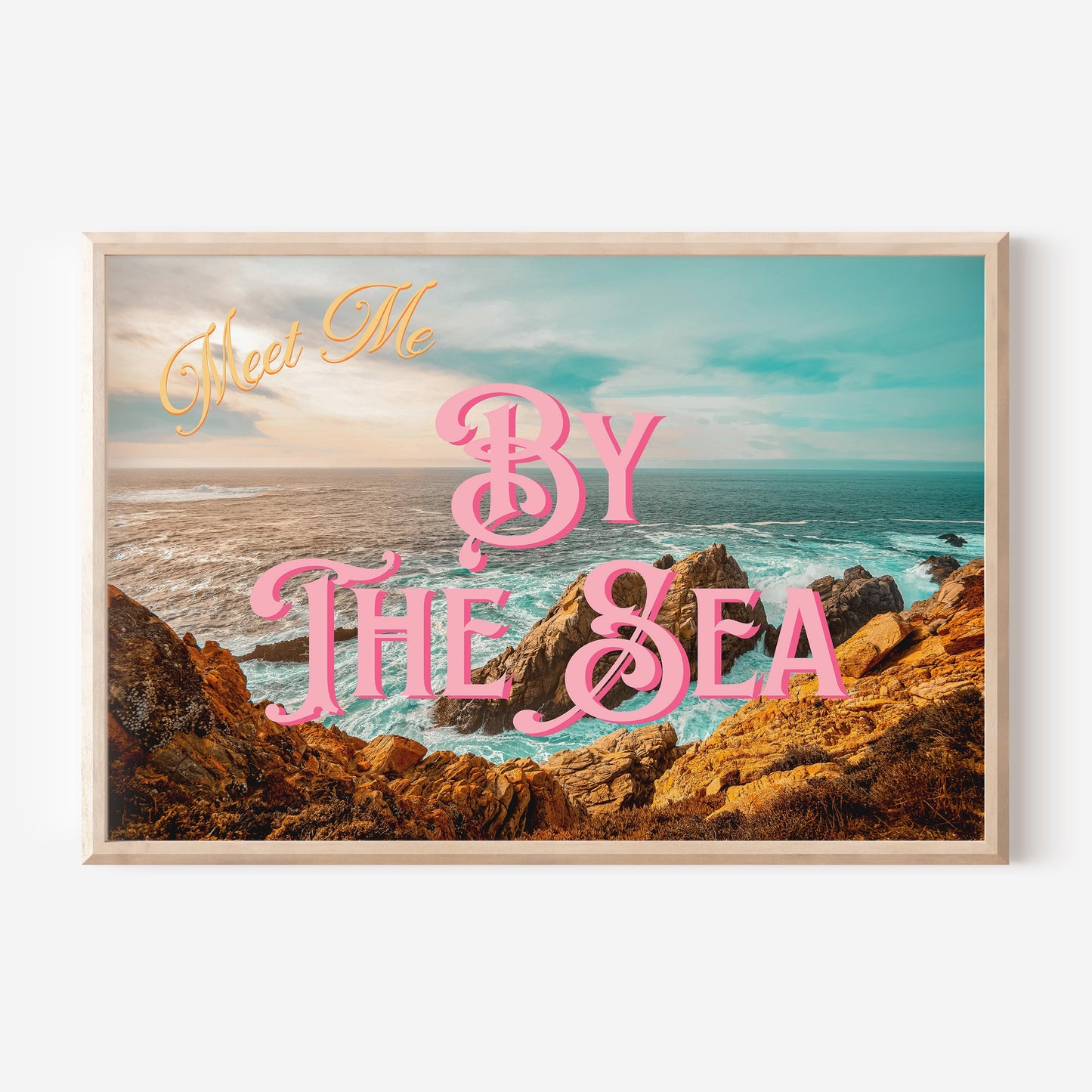 Meet Me By the Sea Postcard Print | Ocean Beach Travel Poster | Digital Wall Art