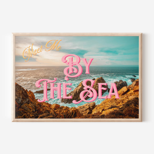 Meet Me By the Sea Postcard Print | Ocean Beach Travel Poster | Digital Wall Art