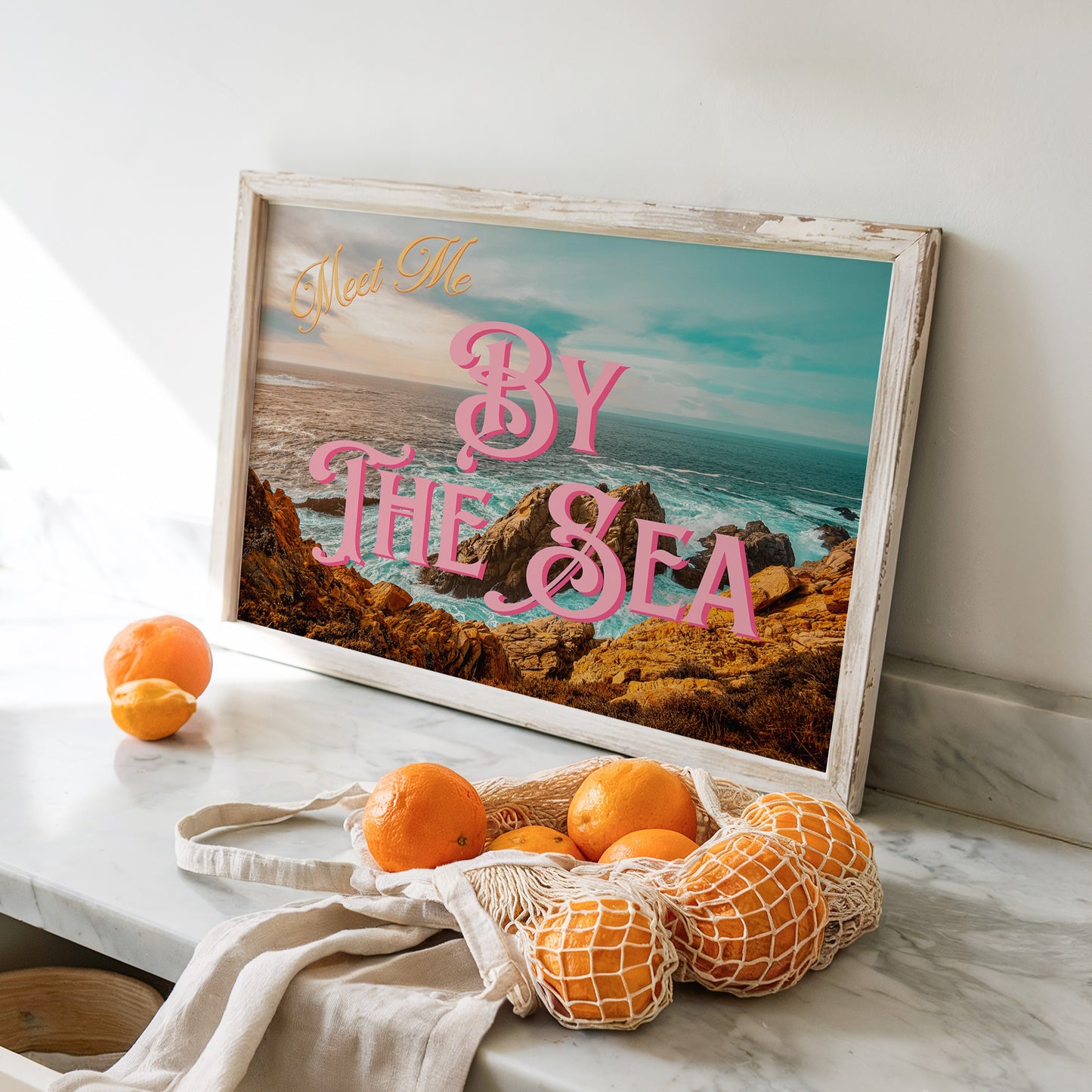 Meet Me By the Sea Postcard Print | Ocean Beach Travel Poster | Digital Wall Art