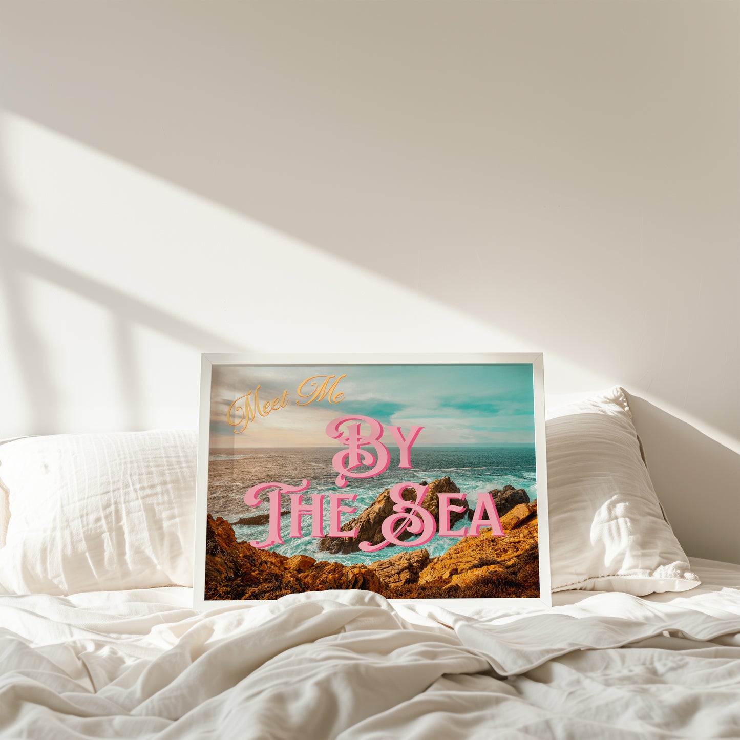 Meet Me By the Sea Postcard Print | Ocean Beach Travel Poster | Digital Wall Art